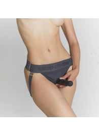 Серые трусики для фиксации насадок Strap-on-me Harness Lingerie Unique - Strap-on-me - купить с доставкой в Химках