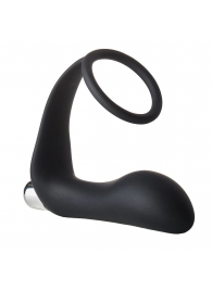 Черное эрекционное кольцо с вибропробкой Vibrating Anal Plug With Cockring - Dream Toys - в Химках купить с доставкой