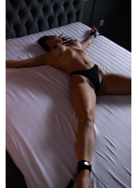 Черный кожаный набор фиксации на кровати Sex Game - БДСМ Арсенал - купить с доставкой в Химках