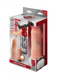 Телесный страпон Harness LESBI с вагинальной пробкой - 16,5 см. - LOVETOY (А-Полимер) - купить с доставкой в Химках