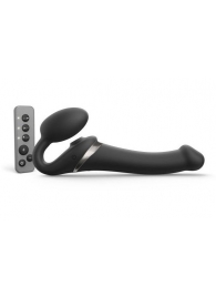 Черный безремневой страпон Multi Orgasm Size M с клиторальной стимуляцией - Strap-on-me - купить с доставкой в Химках