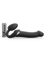 Черный безремневой страпон Multi Orgasm Size L с клиторальной стимуляцией - Strap-on-me - купить с доставкой в Химках