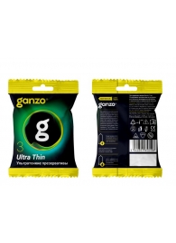 Ультратонкие презервативы Ganzo Ultra thin в мягкой упаковке - 3 шт. - Ganzo - купить с доставкой в Химках