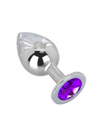 Большой плаг из стали с фиолетовым кристаллом Violet Dream - 9,5 см. - Erotic Fantasy - купить с доставкой в Химках