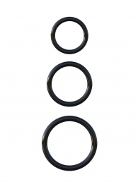 Набор из трех черных эрекционных колец Silicone 3-Ring Stamina Set - Pipedream - в Химках купить с доставкой