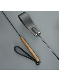 Черный кожаный стек с деревянной рукоятью - 69 см. - Sitabella - купить с доставкой в Химках