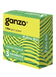 Ультратонкие презервативы Ganzo Ultra thin - 3 шт. - Ganzo - купить с доставкой в Химках