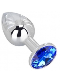 Анальное украшение BUTT PLUG  Small с синим кристаллом - 7 см. - Anal Jewelry Plug - купить с доставкой в Химках