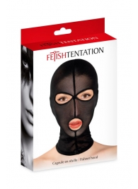 Черная сетчатая маска на голову с отверстиями для глаз и рта - Fetish Tentation - купить с доставкой в Химках