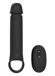 Черная насадка-удлинитель с вибрацией Vibrating Extender With Remote - Dream Toys - в Химках купить с доставкой