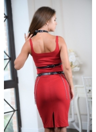 Черно-серебристая портупея-юбка plus size с цепочками - БДСМ Арсенал - купить с доставкой в Химках