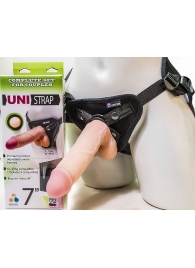 Страпон-унисекс с двумя насадками UNI strap 7  Harness - 19 и 16 см. - LOVETOY (А-Полимер) - купить с доставкой в Химках