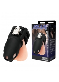 Черная клетка для пениса Silicone Small 2 in Cock Cage With Ball Divider - BlueLine - купить с доставкой в Химках