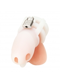 Белая клетка для пениса Silicone Small 2 in Cock Cage With Ball Divider - BlueLine - купить с доставкой в Химках