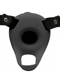 Черный полый страпон с вибрацией 2’’ Erection 28X Smooth Vibrating Silicone Penis Sheath - XR Brands - купить с доставкой в Химках