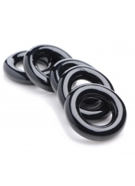 Комплект из 5 черных эрекционных колец для мошонки Ring Master Custom Ball Stretcher Kit - XR Brands - в Химках купить с доставкой