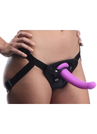 Лиловый поясной страпон Navigator Silicone G-Spot Dildo with Harness - 17,8 см. - XR Brands - купить с доставкой в Химках