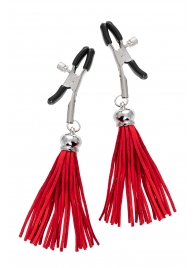 Зажимы на соски «Прищепки» с красными кисточками из замши - Pecado - купить с доставкой в Химках