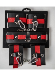 Черно-красный набор фиксаций: наручники, оковы и ошейник - Crazy Handmade - купить с доставкой в Химках