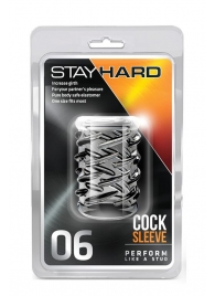 Прозрачная насадка с объёмными чёрточками STAY HARD COCK SLEEVE 06 CLEAR - Blush Novelties - в Химках купить с доставкой