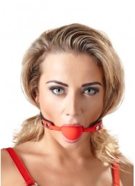 Силиконовый кляп-шар на чёрных ремешках Red Gag silicone - Orion - купить с доставкой в Химках