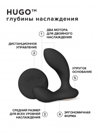 Черный вибромассажер простаты с пультом ДУ Hugo 2 Remote - Lelo - в Химках купить с доставкой