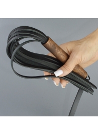 Черная кожаная плеть с деревянной рукоятью - 44 см. - Sitabella - купить с доставкой в Химках