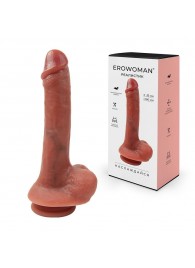 Телесный фаллоимитатор с мошонкой и присоской - 21,5 см. - Erowoman-Eroman