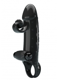 Черная вибронасадка на пенис с подхватом мошонки - 20 см. - Baile - в Химках купить с доставкой