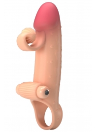 Телесная вибронасадка на пенис с подхватом мошонки - 20 см. - Baile - в Химках купить с доставкой