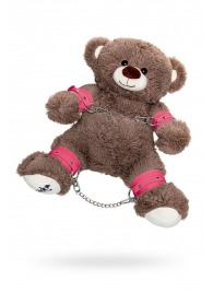 Бондажный набор: бурый мишка с розовыми оковами и наручниками - Pecado - купить с доставкой в Химках
