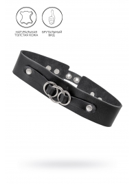 Черный чокер-ошейник со связанными кольцами на подложке - Pecado - купить с доставкой в Химках