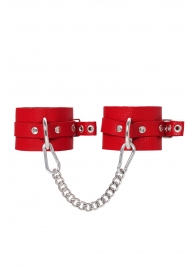 Красные мягкие кожаные оковы с люверсами - Pecado - купить с доставкой в Химках