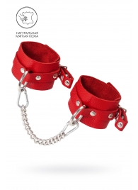 Красные мягкие кожаные оковы с люверсами - Pecado - купить с доставкой в Химках