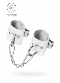 Белые мягкие кожаные наручники с люверсами - Pecado - купить с доставкой в Химках