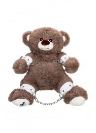 Бондажный набор: бурый мишка с белыми оковами и наручниками - Pecado - купить с доставкой в Химках