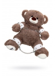 Бондажный набор: бурый мишка с белыми оковами и наручниками - Pecado - купить с доставкой в Химках
