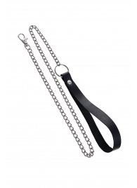 Поводок с ручкой из черной натуральной кожи и карабином для ошейника - Pecado - купить с доставкой в Химках