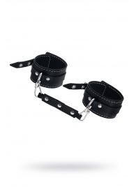 Черные двухслойные кожаные оковы с белой строчкой - Pecado - купить с доставкой в Химках