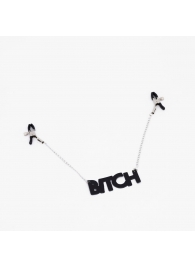 Зажимы на соски с кожаной подвеской Bitch - Crazy Handmade - купить с доставкой в Химках