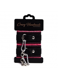 Черно-розовые скругленные наручники с мягкой подкладкой - Crazy Handmade - купить с доставкой в Химках