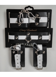 Набор фиксаторов из черной и белой натуральной кожи - Crazy Handmade - купить с доставкой в Химках