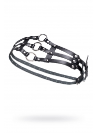 Черный кожаный пояс с кольцами - Pecado - купить с доставкой в Химках