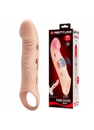 Телесная удлиняющая насадка с рельефом и вибрацией Brad - 21,3 см. - Baile - в Химках купить с доставкой