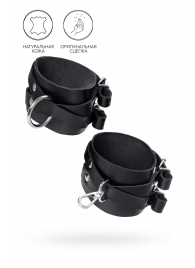 Черные кожаные оковы с двумя перекрёстными ремешками - Pecado - купить с доставкой в Химках