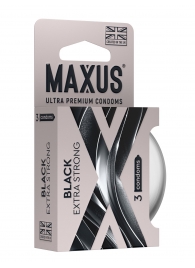 Черные утолщенные презервативы MAXUS Extra Strong с железным кейсом - 3 шт. - Maxus - купить с доставкой в Химках