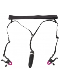 Женские вибростринги с зажимами для половых губ Spreader String with Vibrator - Orion - купить с доставкой в Химках