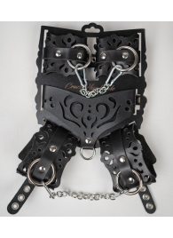 Черный ажурный кожаный набор фиксаций - Crazy Handmade - купить с доставкой в Химках