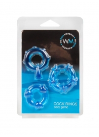 Набор из 3 синих эрекционных колец с различным рельефом - Erowoman-Eroman - в Химках купить с доставкой