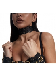 Черный ажурный чокер с золотистой фурнитурой - Crazy Handmade - купить с доставкой в Химках